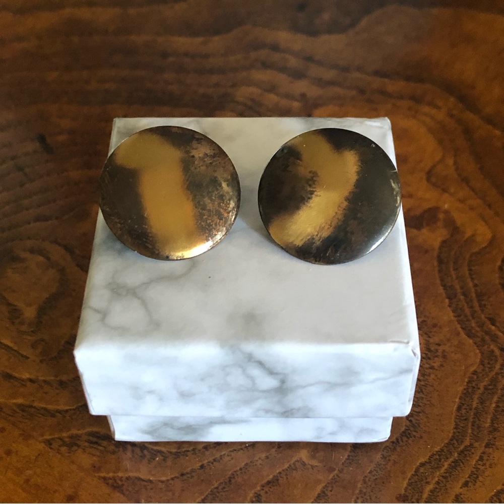 Vintage metal button pierced earrings